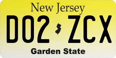 NJ license plate D02ZCX