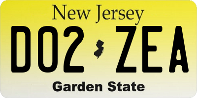 NJ license plate D02ZEA