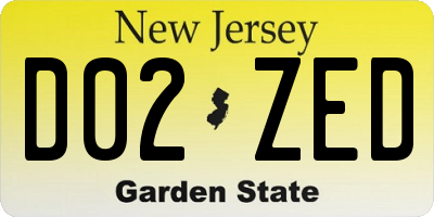 NJ license plate D02ZED