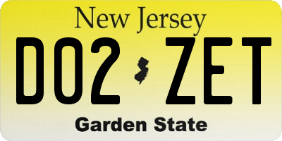 NJ license plate D02ZET