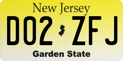 NJ license plate D02ZFJ