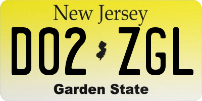 NJ license plate D02ZGL