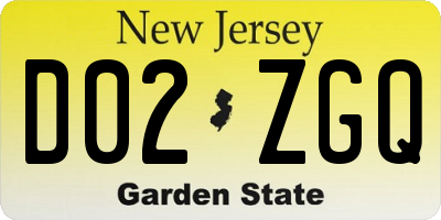 NJ license plate D02ZGQ