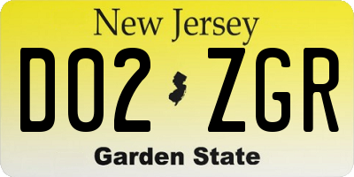 NJ license plate D02ZGR