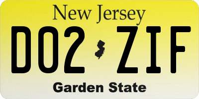 NJ license plate D02ZIF