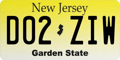 NJ license plate D02ZIW