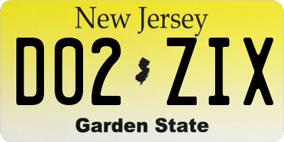 NJ license plate D02ZIX