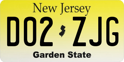 NJ license plate D02ZJG