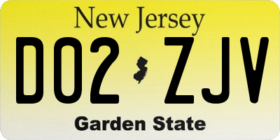 NJ license plate D02ZJV