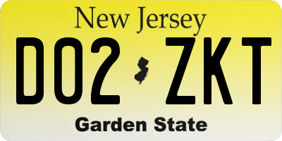 NJ license plate D02ZKT
