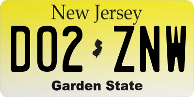 NJ license plate D02ZNW