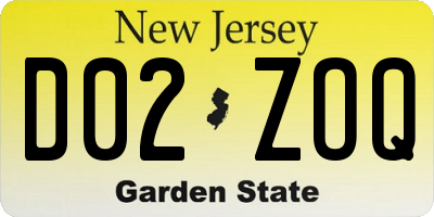 NJ license plate D02ZOQ