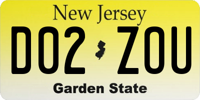 NJ license plate D02ZOU