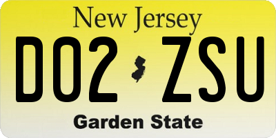 NJ license plate D02ZSU