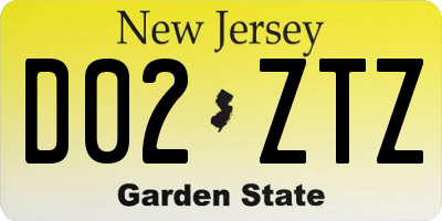 NJ license plate D02ZTZ