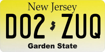 NJ license plate D02ZUQ