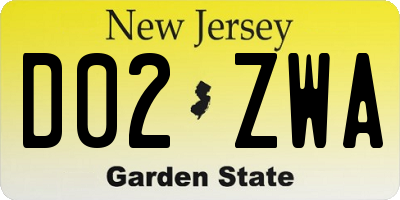 NJ license plate D02ZWA