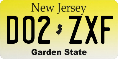 NJ license plate D02ZXF