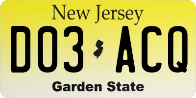 NJ license plate D03ACQ