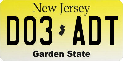 NJ license plate D03ADT