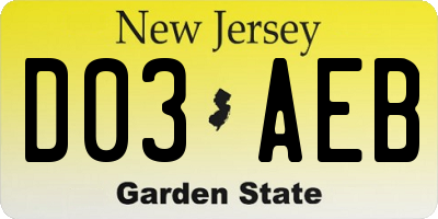 NJ license plate D03AEB