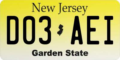 NJ license plate D03AEI