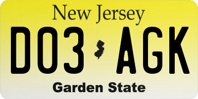 NJ license plate D03AGK