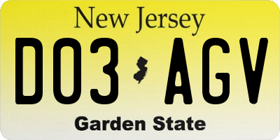 NJ license plate D03AGV