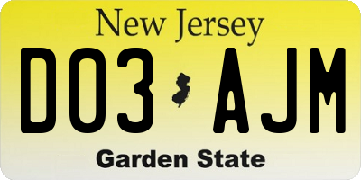 NJ license plate D03AJM