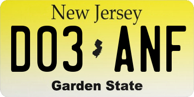 NJ license plate D03ANF