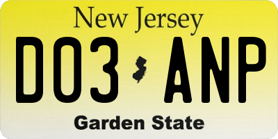 NJ license plate D03ANP