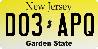 NJ license plate D03APQ