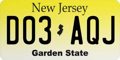 NJ license plate D03AQJ