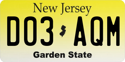 NJ license plate D03AQM