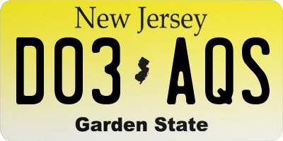 NJ license plate D03AQS