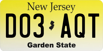 NJ license plate D03AQT