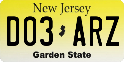 NJ license plate D03ARZ