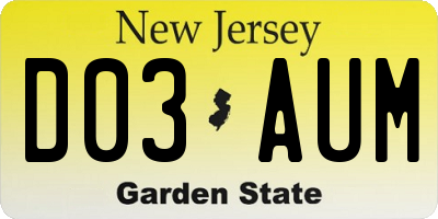 NJ license plate D03AUM
