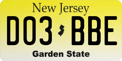 NJ license plate D03BBE