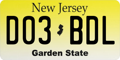 NJ license plate D03BDL