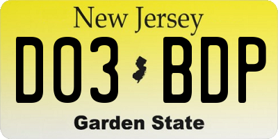 NJ license plate D03BDP