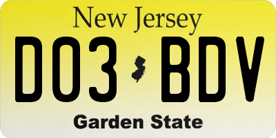 NJ license plate D03BDV