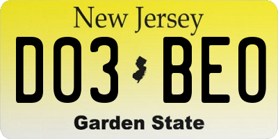 NJ license plate D03BEO