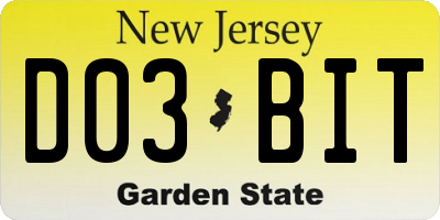 NJ license plate D03BIT