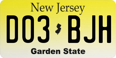 NJ license plate D03BJH