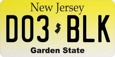 NJ license plate D03BLK