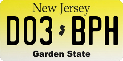 NJ license plate D03BPH