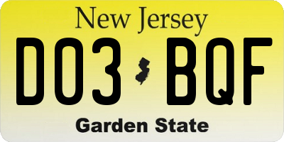 NJ license plate D03BQF