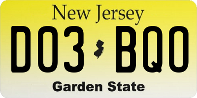 NJ license plate D03BQO