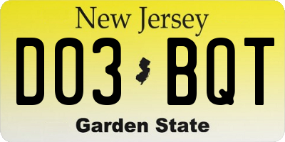 NJ license plate D03BQT